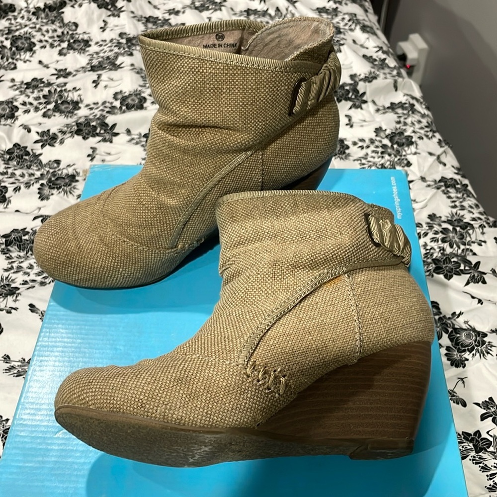 Call it Spring Kogan Tan sought look Wedge round Toe Bootie